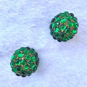 Oscar de la Renta green clip earrings